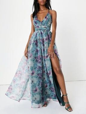 photo finish royal blue sequin lace up maxi dress Velvi - Eclipse Gown - Royal Blue - V-neck Sequin Dress